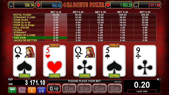 4 of a Kind Bonus Poker